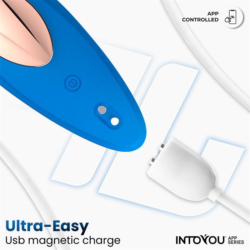 INTOYOU APP SERIES - VIBRADOR DE BRAGUITA CON APP SILICONA AZUL