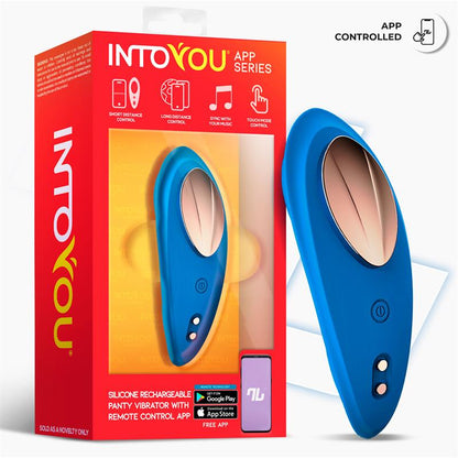 INTOYOU APP SERIES - VIBRADOR DE BRAGUITA CON APP SILICONA AZUL