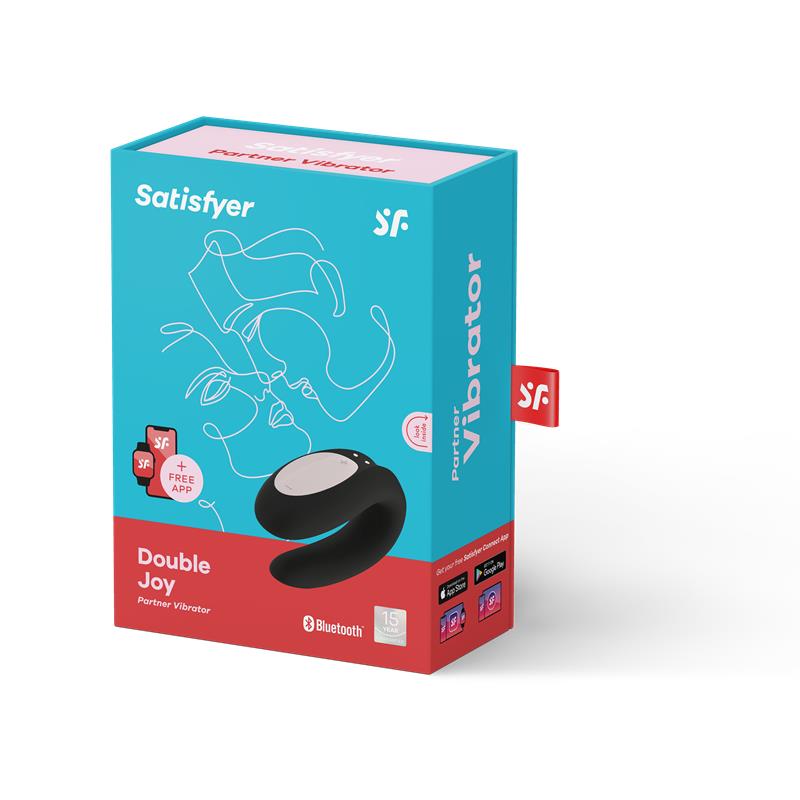 SATISFYER - VIBRADOR PARA PAREJAS CON APP DOUBLE JOY NEGRO
