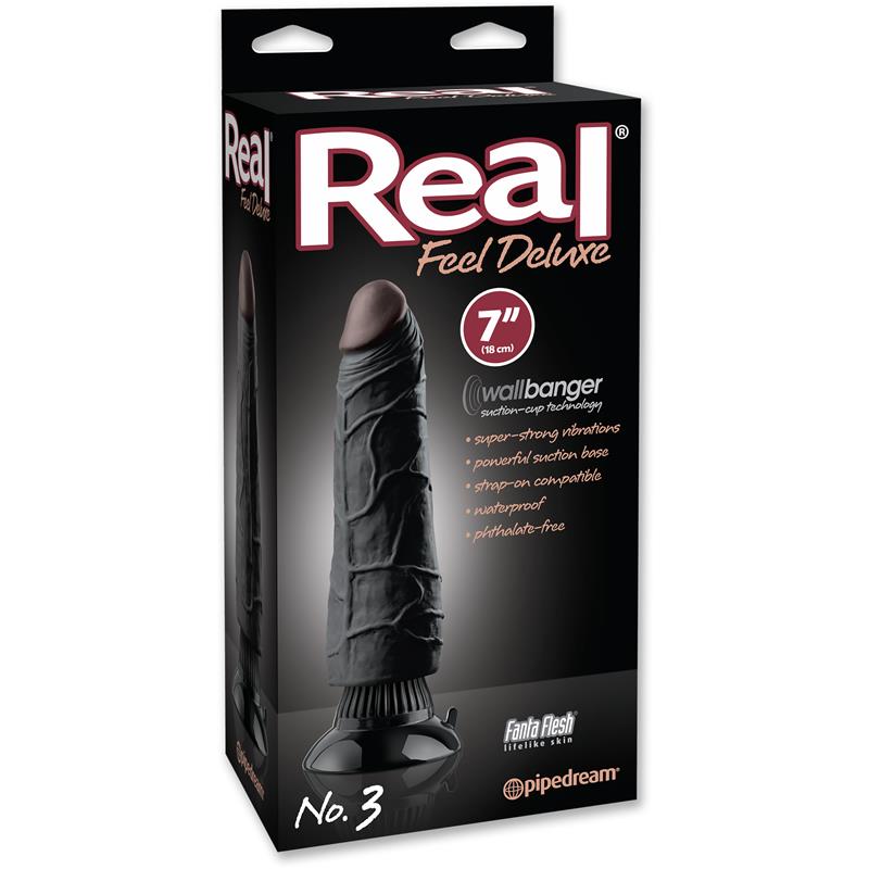 REAL FEEL DELUXE - VIBRADOR REALISTA NO. 3 17,8 CM NEGRO