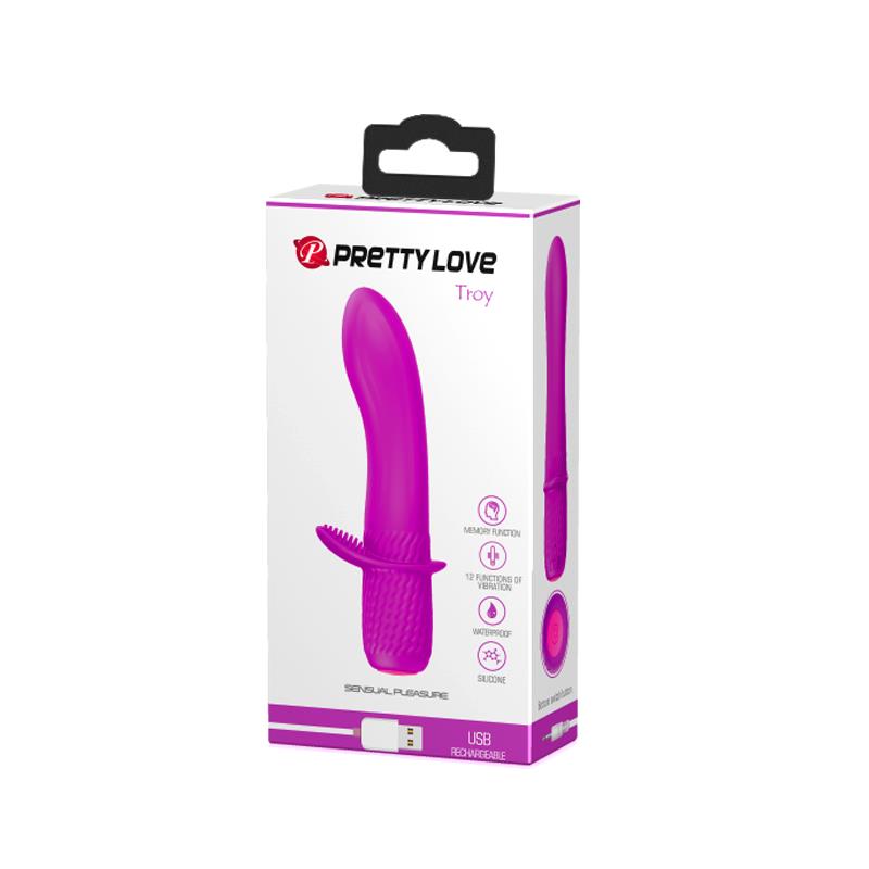 PRETTYLOVE - VIBRADOR TROY USB SILICONE PURPURA