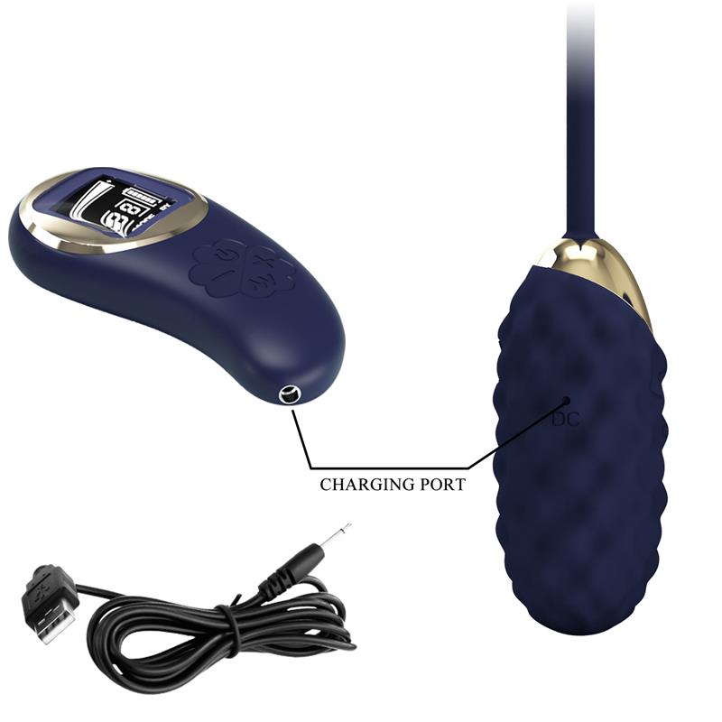 PRETTYLOVE - VIVIAN HUEVO VIBRADOR CON CONTROL REMOTO CON PANTALLA DIGITAL AZUL