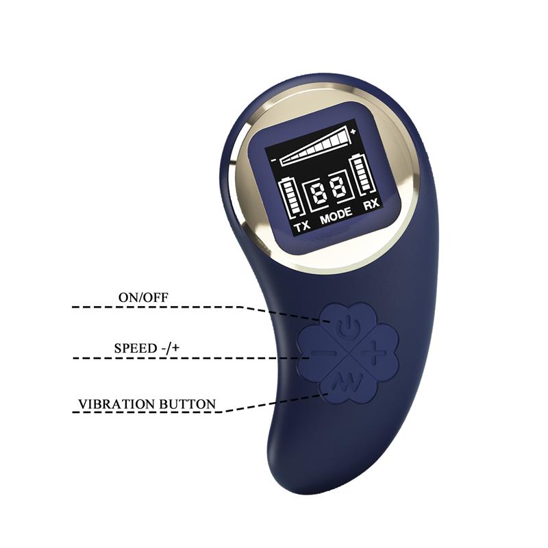 PRETTYLOVE - VIVIAN HUEVO VIBRADOR CON CONTROL REMOTO CON PANTALLA DIGITAL AZUL