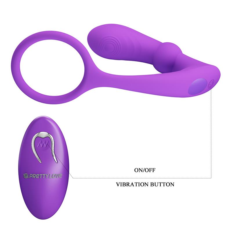PRETTYLOVE - WARREN PLUG ANAL Y ANILLO PARA EL PENE CON VIBRACIÓN Y PULSACIÓN A CONTROL REMOTO