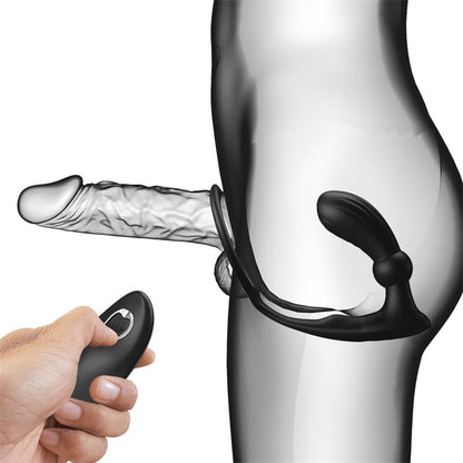 PRETTYLOVE - WARREN PLUG ANAL Y ANILLO PARA EL PENE CON VIBRACIÓN Y PULSACIÓN A CONTROL REMOTO