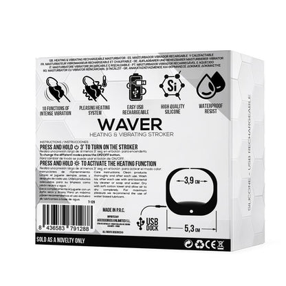 TARDENOCHE - WAVER MASTURBADOR MASCULINO FUNCIÓN CALOR Y VIBRACIÓN FLEXIBLE USB SILICONA