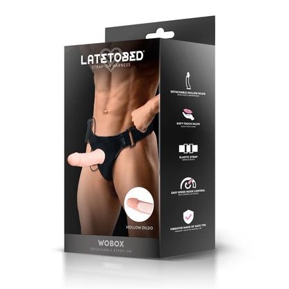 HARNESS COLLECTION LATETOBED - WOBOX ARNÉS CON DILDO HUECO DESMONTABLE, VIBRACIÓN Y CONTROL REMOTO