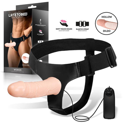 HARNESS COLLECTION LATETOBED - WOBOX ARNÉS CON DILDO HUECO DESMONTABLE, VIBRACIÓN Y CONTROL REMOTO
