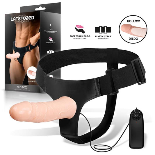 HARNESS COLLECTION LATETOBED - WOBOX ARNÉS CON DILDO HUECO DESMONTABLE, VIBRACIÓN Y CONTROL REMOTO