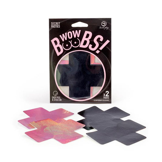 SECRET PLAY - WOW BOOBS! CUBRE PEZONES CRUZ HOLOGRÁFICOS