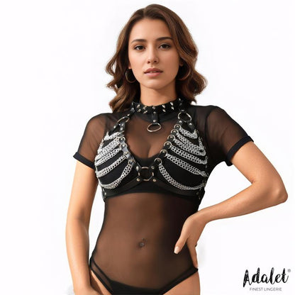 ADALET LINGERIE - ZAIRA SUJETADOR CUERO VEGANO CON CADENAS TALLA ÚNICA