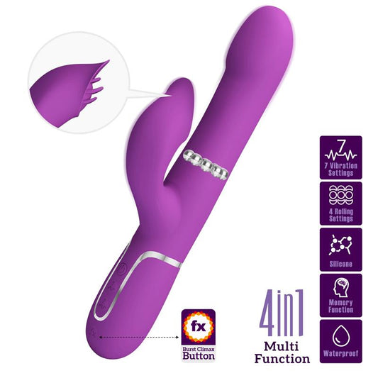 PRETTYLOVE - ZALIN VIBRADOR CON BOLAS ROTATORIAS Y LENGUA